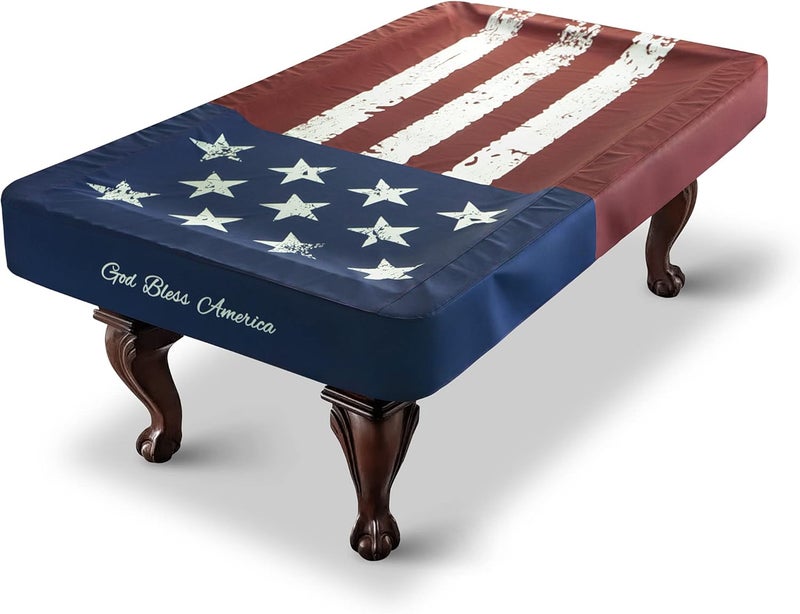 BEARCOVER Pool Table Cover, Waterproof Indoor/Outdoor Heavy Leatherette Pool Table Accessories, Billiards Accessories for Protecting Felt, 7/8/9 Feet Fitted Billiard Covers Red & Blue(7FT/OG) - Image 1
